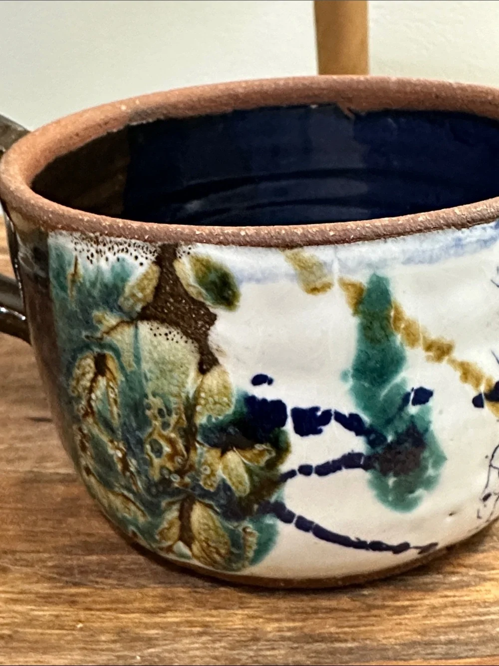 Handmade Art Pottery Mug Vented Lidded Coffee Tea Artist Signed